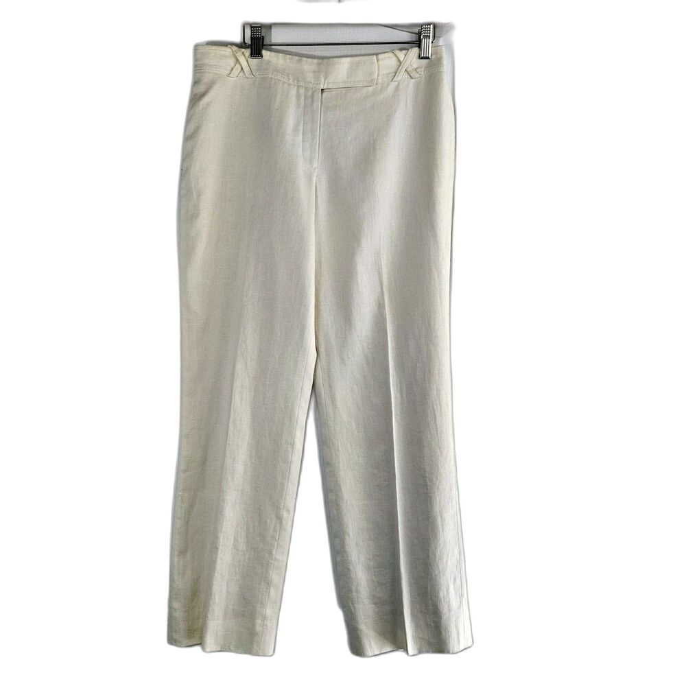 Richard Tyler Silk Lined Linen Trousers Sz 10 Made in USA Career Formal Summer